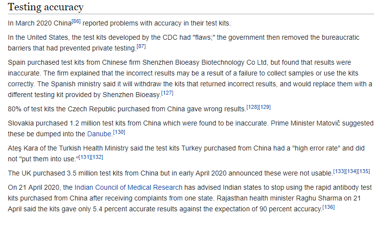 wikipedia COVID 19 testing